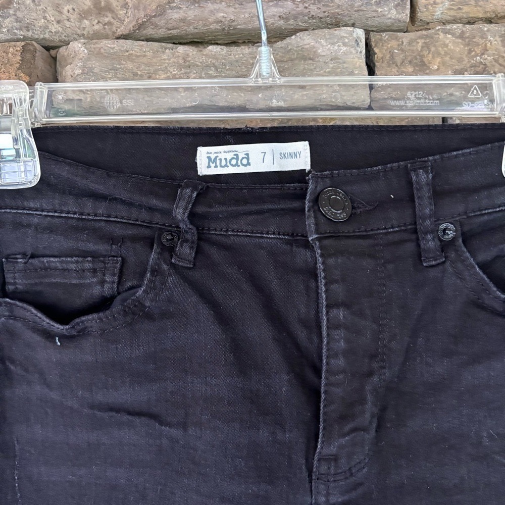 Mudd Black Skinny Jeans Distressed Raw Hem Juniors Size 7
